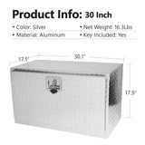 30 Inch Aluminum Stripes Plated Tool Box Pick Up Truck Bed RV Trailer Toolbox Waterproof Square Storage Organizer with Lock and Keys 30"×17"×18" - Fab Heavy Parts