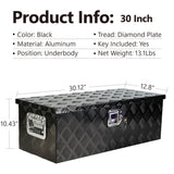 30 Inch Truck Box Heavy Duty Black Aluminum 5 Bar Tread Tool Long Box with Lock Keys 30.1"×12.8"×10.4" - Fab Heavy Parts