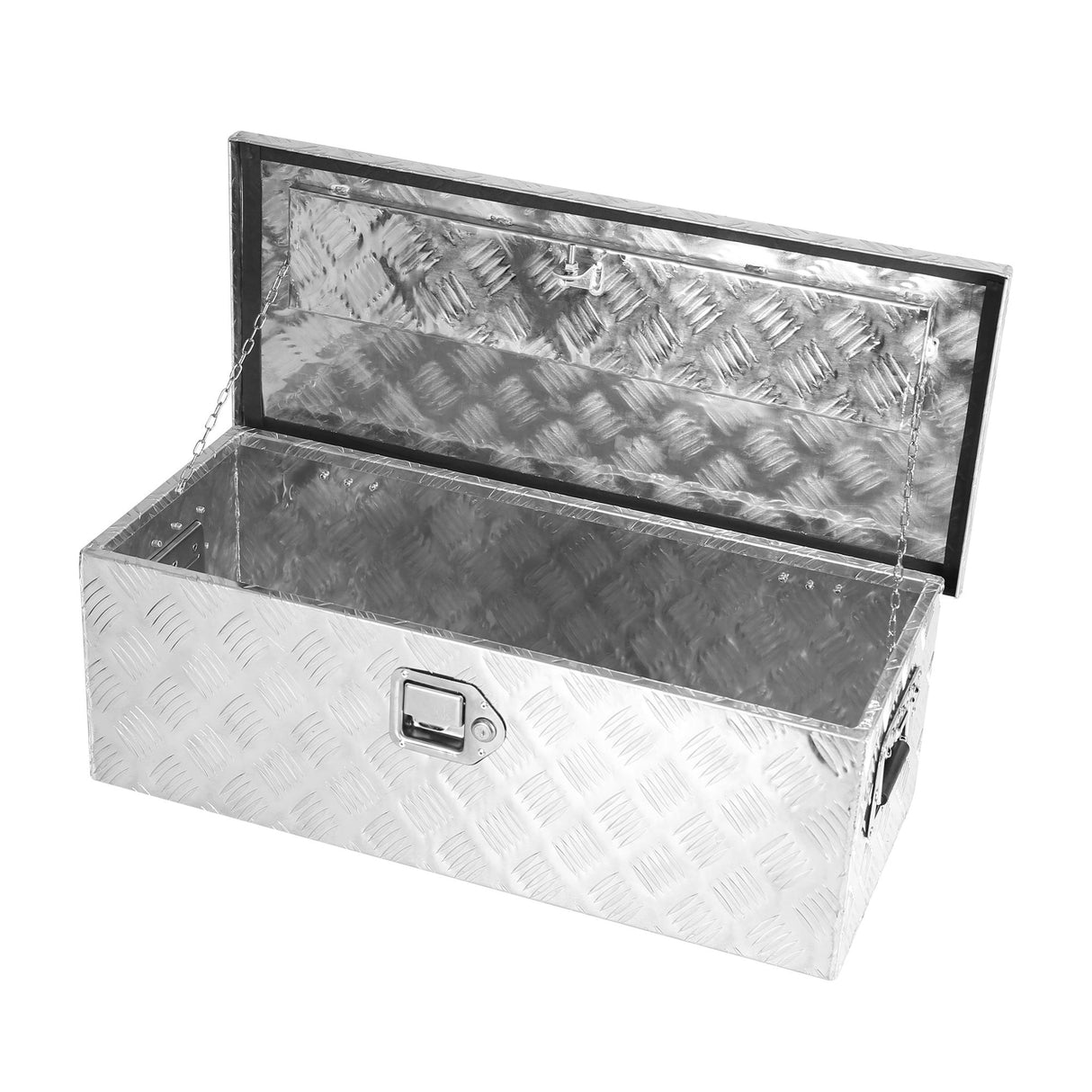 30 Inch Truck Box Heavy Duty Silver Aluminum 5 Bar Tread Tool Long Box with Lock Keys 30.1"×12.8"×10.4" - Fab Heavy Parts
