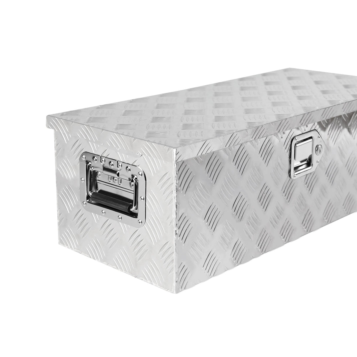 30 Inch Truck Box Heavy Duty Silver Aluminum 5 Bar Tread Tool Long Box with Lock Keys 30.1"×12.8"×10.4" - Fab Heavy Parts
