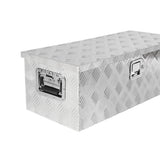 30 Inch Truck Box Heavy Duty Silver Aluminum 5 Bar Tread Tool Long Box with Lock Keys 30.1"×12.8"×10.4" - Fab Heavy Parts