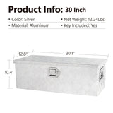 30 Inch Truck Box Heavy Duty Silver Aluminum 5 Bar Tread Tool Long Box with Lock Keys 30.1"×12.8"×10.4" - Fab Heavy Parts