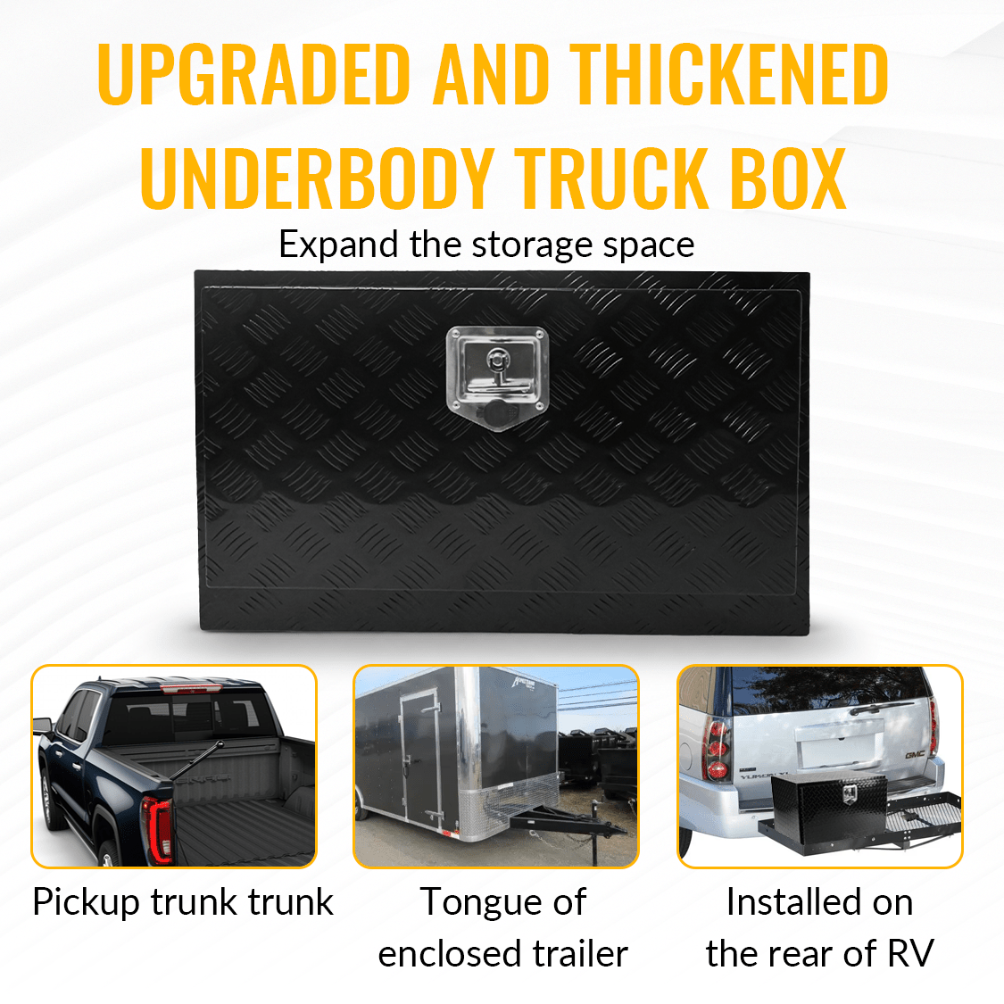 30 inch Truck Tool Box 30"×17"×18" Aluminum Stripes Plated Tool Box with Lock and Keys Black - Fab Heavy Parts
