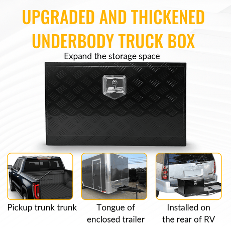 30 inch Truck Tool Box 30"×17"×18" Aluminum Stripes Plated Tool Box with Lock and Keys Black - Fab Heavy Parts