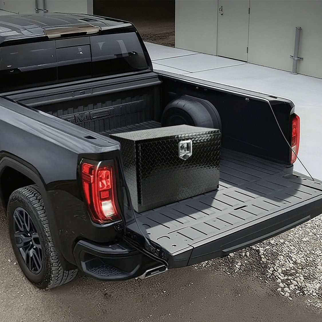 30 inch Truck Tool Box 30"×17"×18" Aluminum Stripes Plated Tool Box with Lock and Keys Black - Fab Heavy Parts