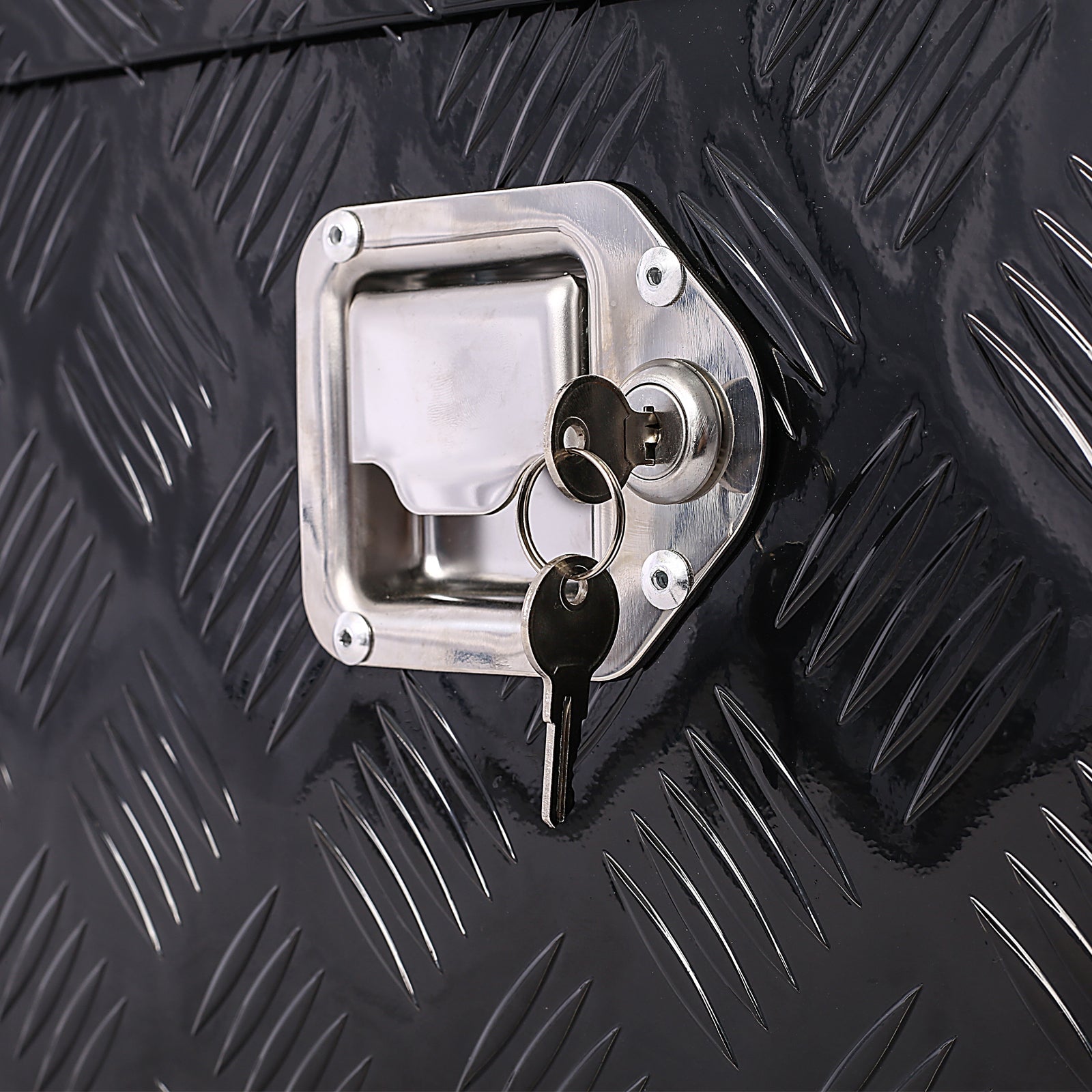 30 inch Truck Tool Box Aluminum Truck Bed Tool Box, Diamond Plate Tool Box with Side Handle and Lock Keys, Storage Tool Box Chest Box Organizer for Pickup, RV, Trailer, Truck Bed - Black - Fab Heavy Parts