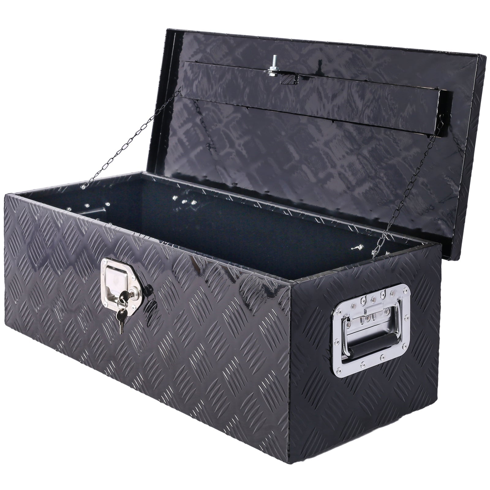 30 inch Truck Tool Box Aluminum Truck Bed Tool Box, Diamond Plate Tool Box with Side Handle and Lock Keys, Storage Tool Box Chest Box Organizer for Pickup, RV, Trailer, Truck Bed - Black - Fab Heavy Parts