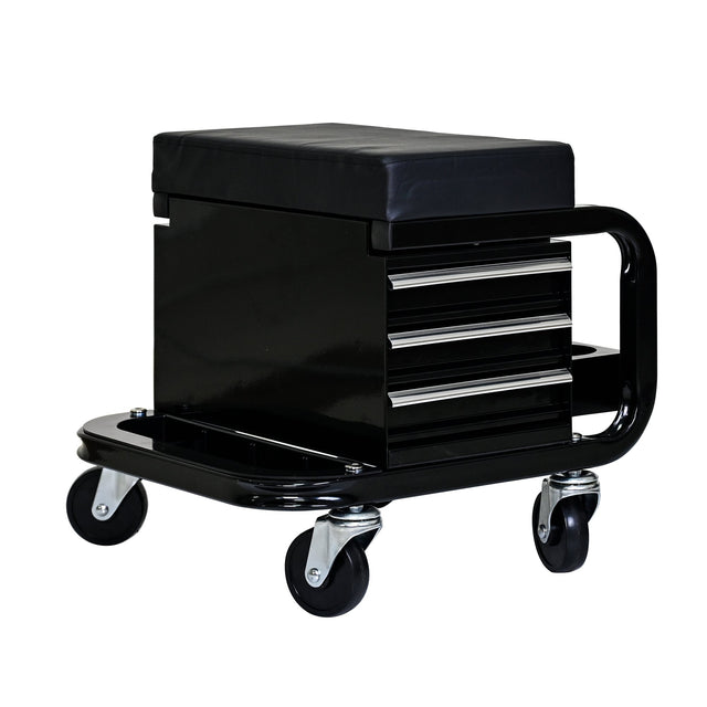 300 Lbs Capacity Heavy Duty Rolling Bench with 360 Degree Swivel Wheels - Black - Fab Heavy Parts