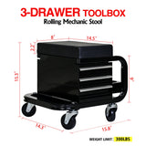 300 Lbs Capacity Heavy Duty Rolling Bench with 360 Degree Swivel Wheels - Black - Fab Heavy Parts
