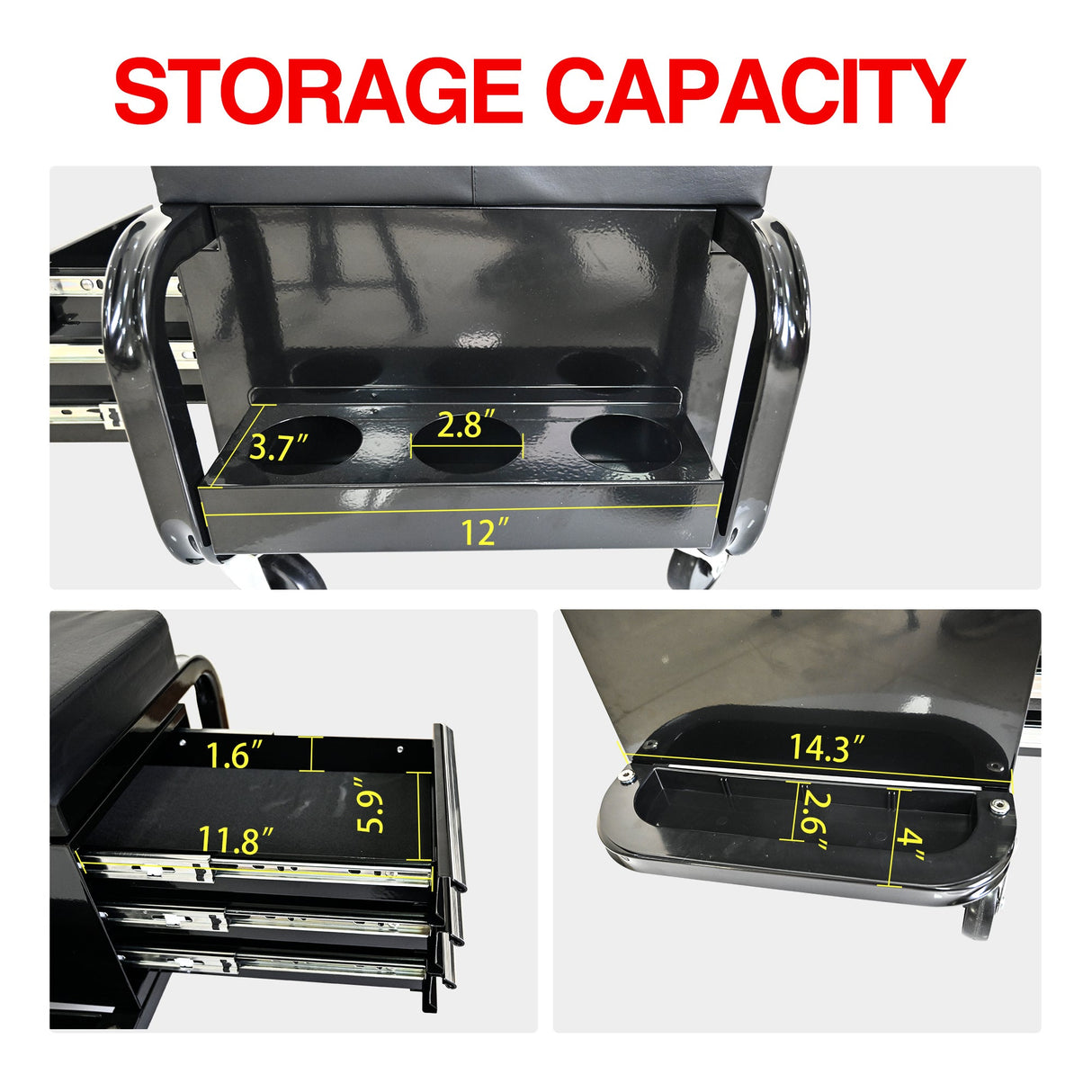 300 Lbs Capacity Heavy Duty Rolling Bench with 360 Degree Swivel Wheels - Black - Fab Heavy Parts