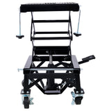 300 lbs Hydraulic Motorcycle Scissor Jack Lift Foot Step Wheels - Black - Fab Heavy Parts