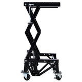 300 lbs Hydraulic Motorcycle Scissor Jack Lift Foot Step Wheels - Black - Fab Heavy Parts