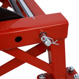 300 lbs Hydraulic Motorcycle Scissor Jack Lift Foot Step Wheels - Red - Fab Heavy Parts