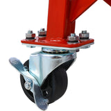300 lbs Hydraulic Motorcycle Scissor Jack Lift Foot Step Wheels - Red - Fab Heavy Parts