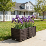 31.5" L X 15.7" D X 14.7" H Deep Raised Garden Bed Plastic Planter Boxes for Vegetables Flowers Herbs and Succulents Self - Watering Raised - Brown - Fab Heavy Parts