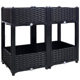31.5"x15.7"x27.7" Elevated Planter Garden Box with Drainage Plug Raised Beds for Vegetable/Flower/Herb Outdoor Standing Gardening Kit - Black - Fab Heavy Parts