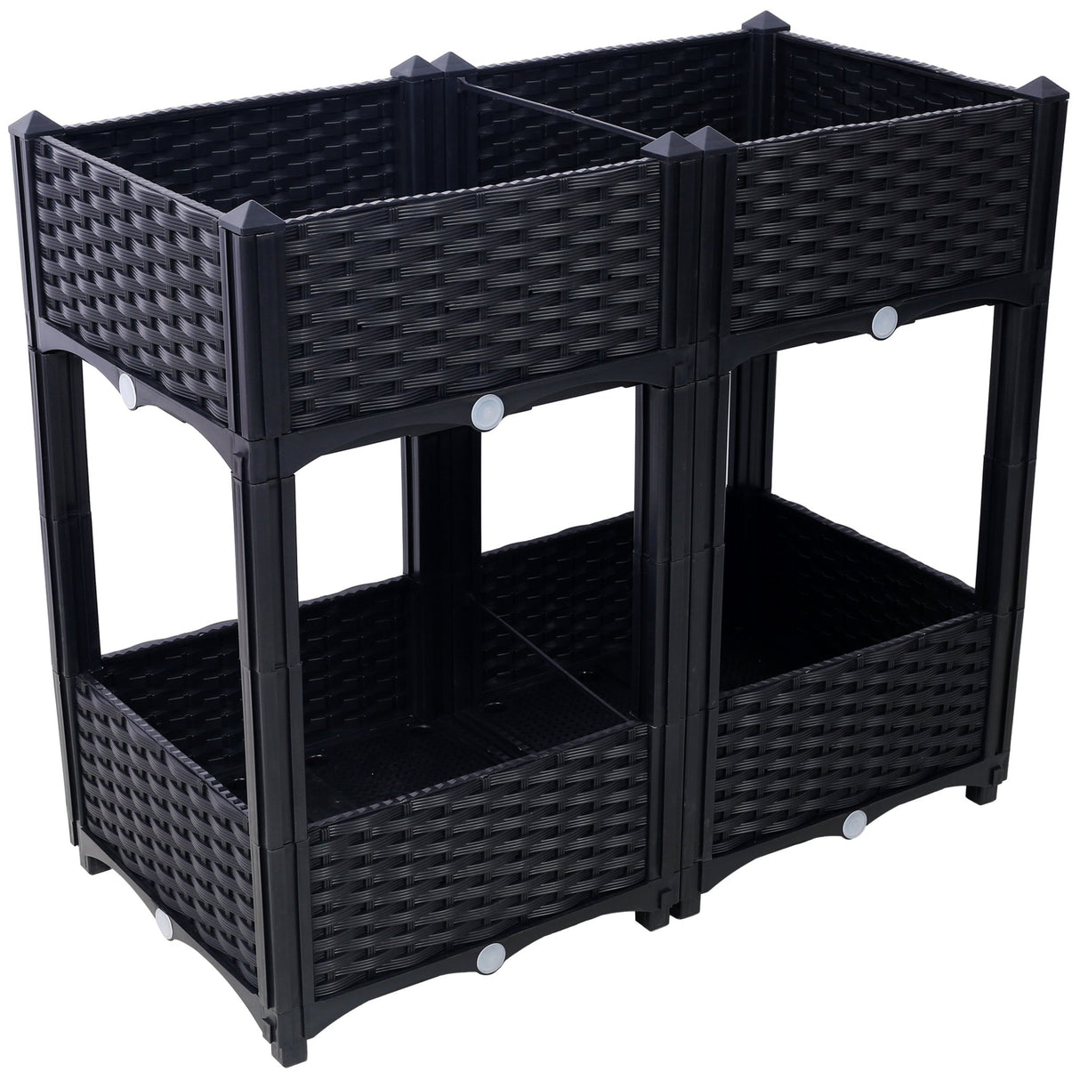 31.5"x15.7"x27.7" Elevated Planter Garden Box with Drainage Plug Raised Beds for Vegetable/Flower/Herb Outdoor Standing Gardening Kit - Black - Fab Heavy Parts