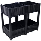 31.5"x15.7"x27.7" Elevated Planter Garden Box with Drainage Plug Raised Beds for Vegetable/Flower/Herb Outdoor Standing Gardening Kit - Black - Fab Heavy Parts