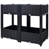 31.5"x15.7"x27.7" Elevated Planter Garden Box with Drainage Plug Raised Beds for Vegetable/Flower/Herb Outdoor Standing Gardening Kit - Black - Fab Heavy Parts
