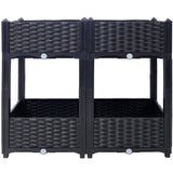 31.5"x15.7"x27.7" Elevated Planter Garden Box with Drainage Plug Raised Beds for Vegetable/Flower/Herb Outdoor Standing Gardening Kit - Black - Fab Heavy Parts