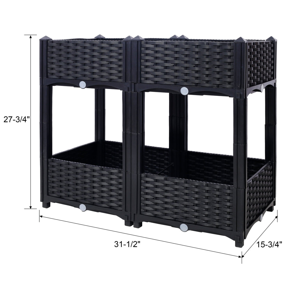 31.5"x15.7"x27.7" Elevated Planter Garden Box with Drainage Plug Raised Beds for Vegetable/Flower/Herb Outdoor Standing Gardening Kit - Black - Fab Heavy Parts