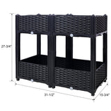 31.5"x15.7"x27.7" Elevated Planter Garden Box with Drainage Plug Raised Beds for Vegetable/Flower/Herb Outdoor Standing Gardening Kit - Black - Fab Heavy Parts