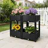 31.5"x15.7"x27.7" Elevated Planter Garden Box with Drainage Plug Raised Beds for Vegetable/Flower/Herb Outdoor Standing Gardening Kit - Black - Fab Heavy Parts