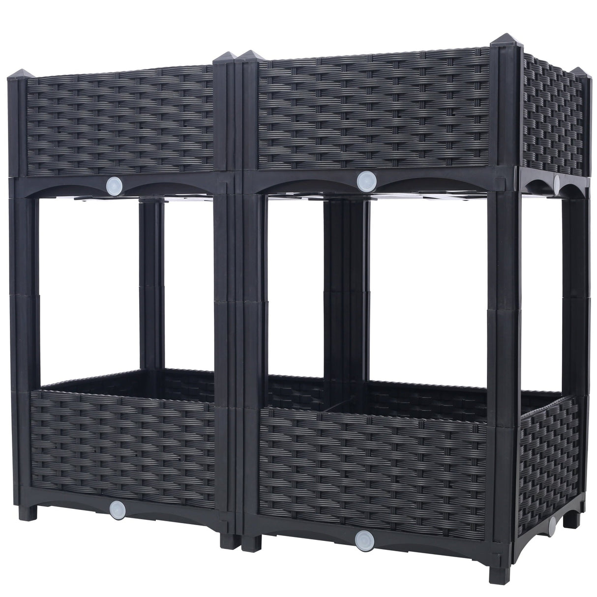 31.5"x15.7"x27.7" Elevated Planter Garden Box with Drainage Plug Raised Beds for Vegetable/Flower/Herb Outdoor Standing Gardening Kit - Black - Fab Heavy Parts