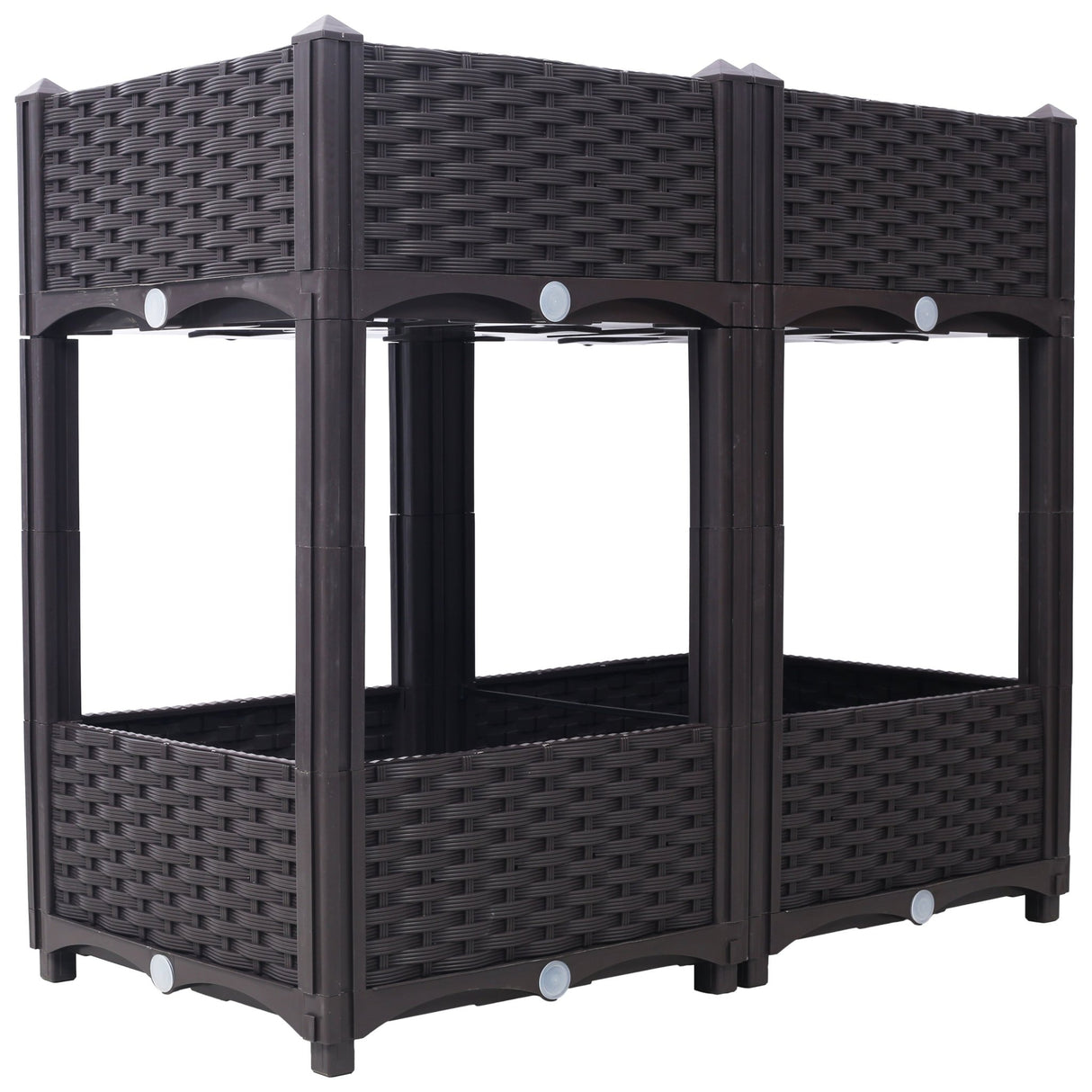 31.5"x15.7"x27.7" Elevated Planter Garden Box with Drainage Plug Raised Beds for Vegetable/Flower/Herb Outdoor Standing Gardening Kit - Brown - Fab Heavy Parts