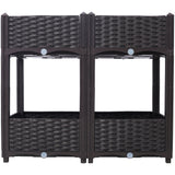 31.5"x15.7"x27.7" Elevated Planter Garden Box with Drainage Plug Raised Beds for Vegetable/Flower/Herb Outdoor Standing Gardening Kit - Brown - Fab Heavy Parts