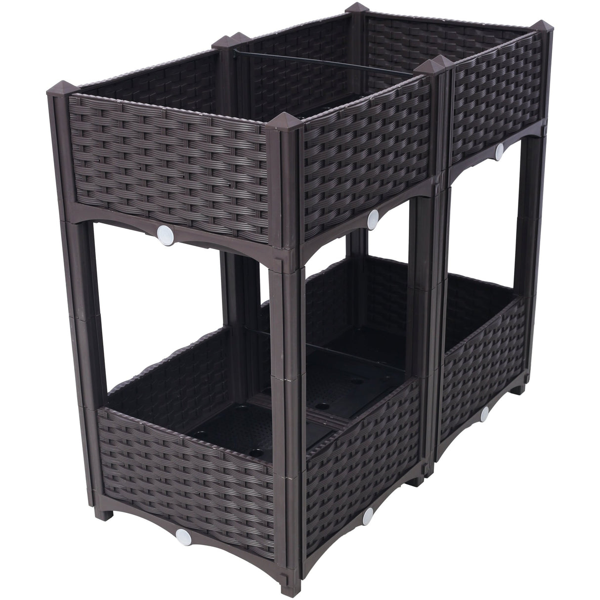 31.5"x15.7"x27.7" Elevated Planter Garden Box with Drainage Plug Raised Beds for Vegetable/Flower/Herb Outdoor Standing Gardening Kit - Brown - Fab Heavy Parts