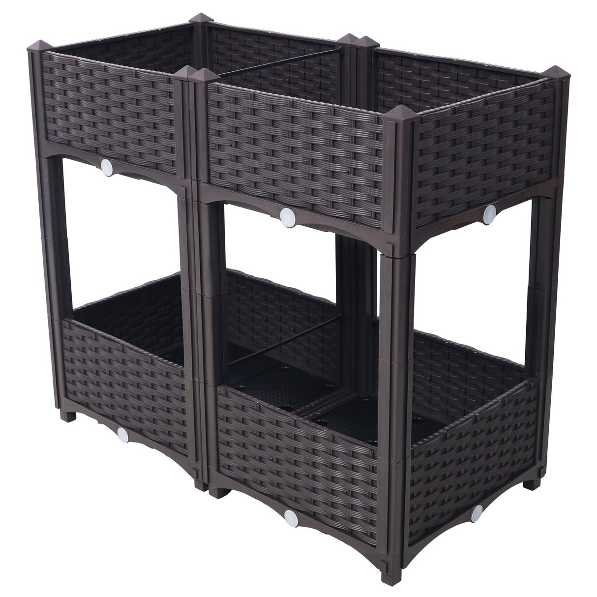 31.5"x15.7"x27.7" Elevated Planter Garden Box with Drainage Plug Raised Beds for Vegetable/Flower/Herb Outdoor Standing Gardening Kit - Brown - Fab Heavy Parts