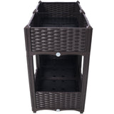 31.5"x15.7"x27.7" Elevated Planter Garden Box with Drainage Plug Raised Beds for Vegetable/Flower/Herb Outdoor Standing Gardening Kit - Brown - Fab Heavy Parts