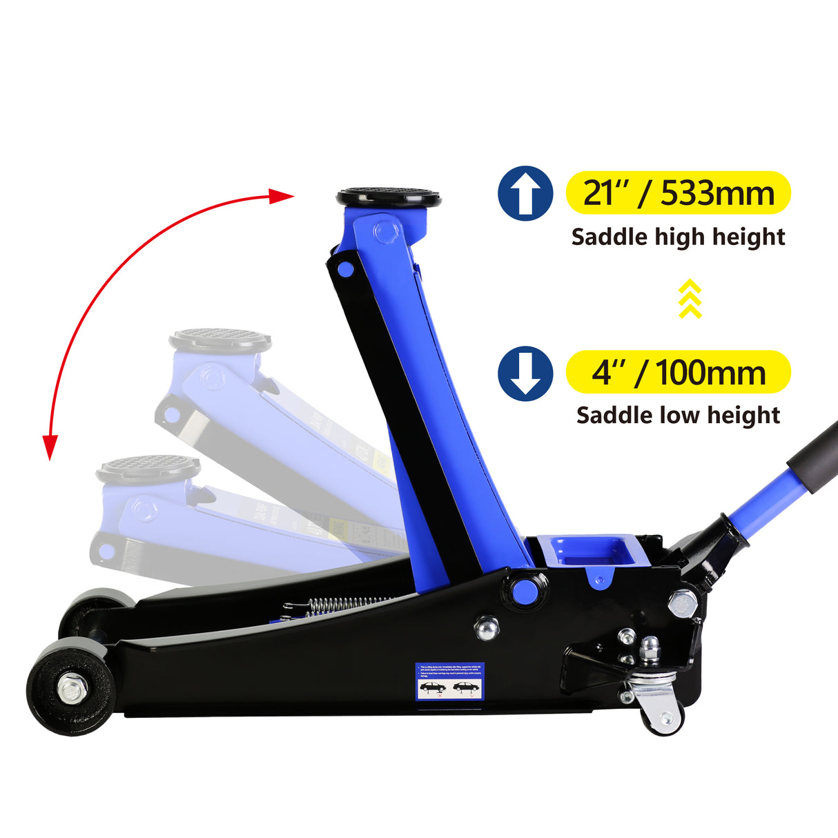 4 Ton Low Profile Heavy-Duty Steel Racing Floor Jack with Dual Piston Quick Lift Pump Lifting Range 4"-21"