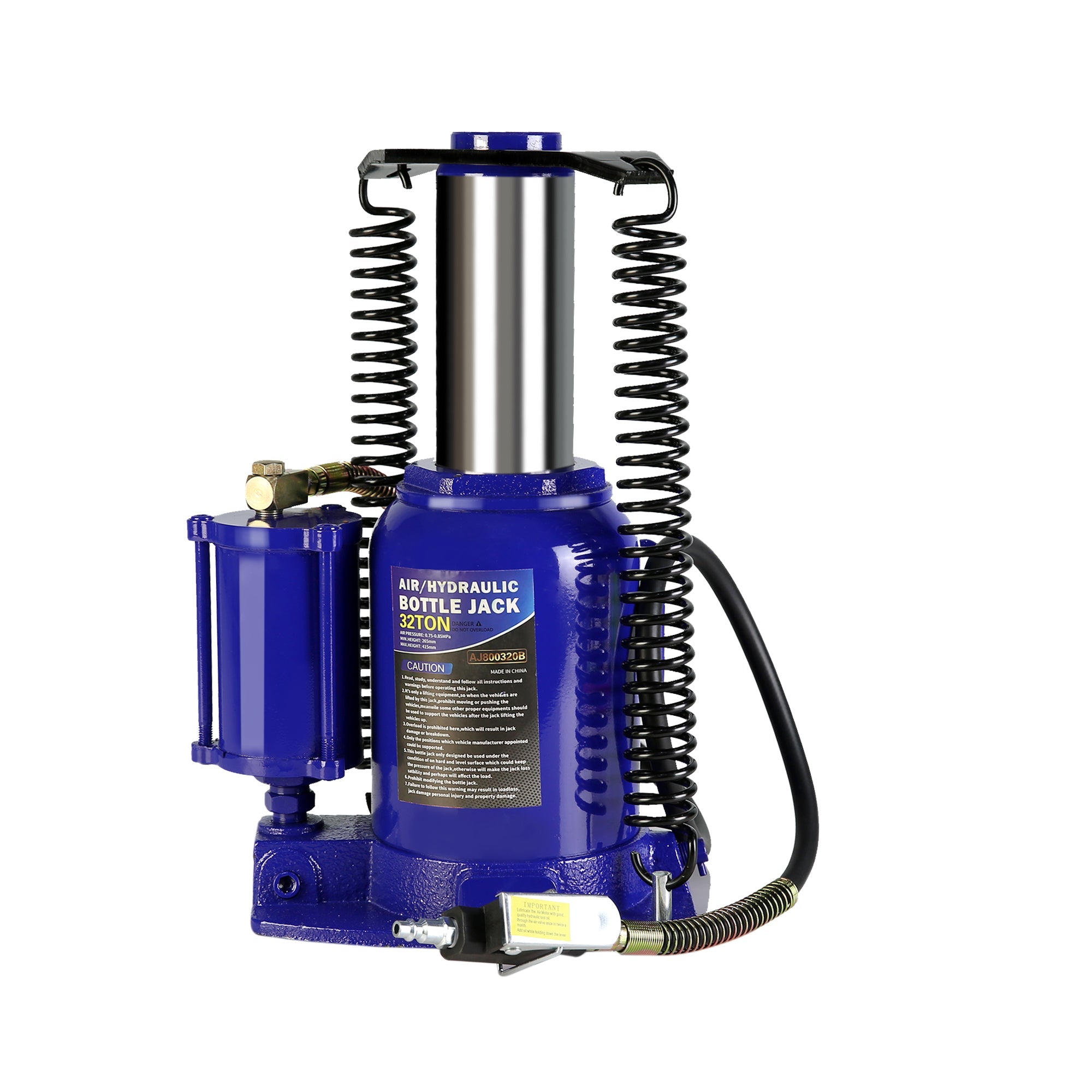 32 Ton Air Hydraulic Bottle Jack Manual Heavy Duty - Blue - Fab Heavy Parts