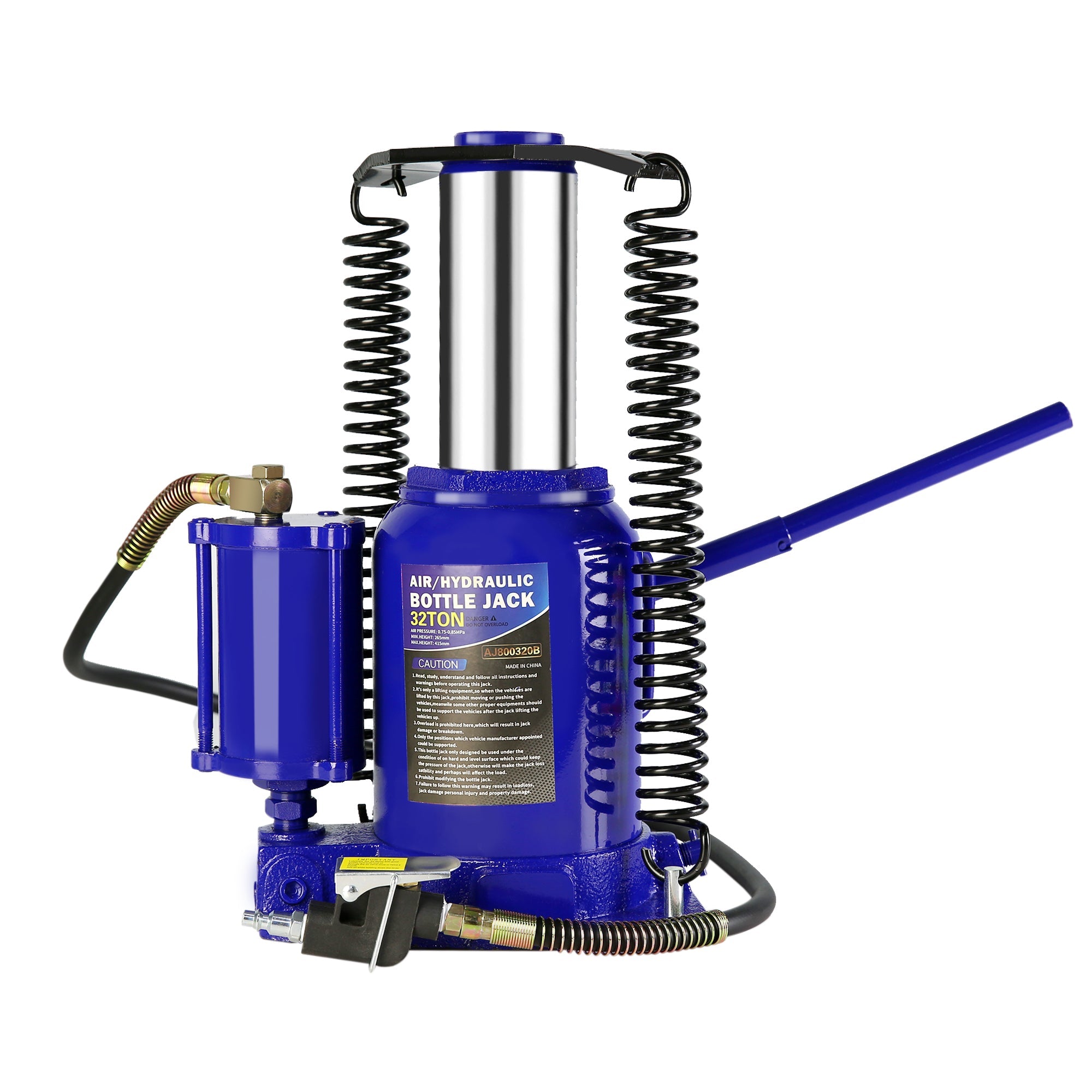 32 Ton Air Hydraulic Bottle Jack Manual Heavy Duty - Blue - Fab Heavy Parts