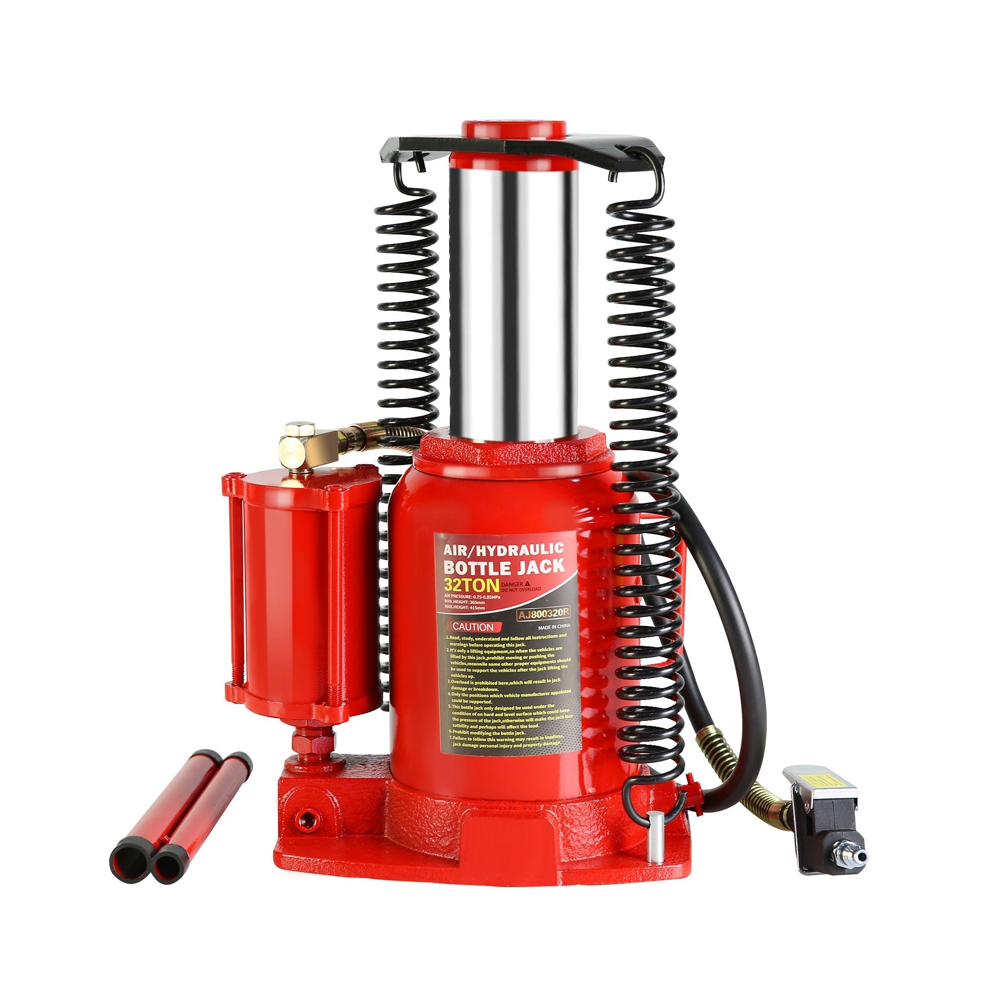 32 - Ton Hydraulic Air - Operated Bottle Jack Lift Portable Low Profile Manual Air with Handle - Fab Heavy Parts