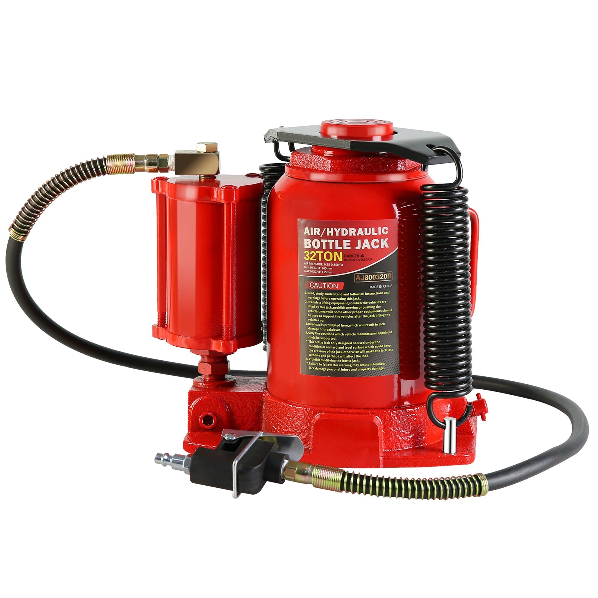 32 - Ton Hydraulic Air - Operated Bottle Jack Lift Portable Low Profile Manual Air with Handle - Fab Heavy Parts