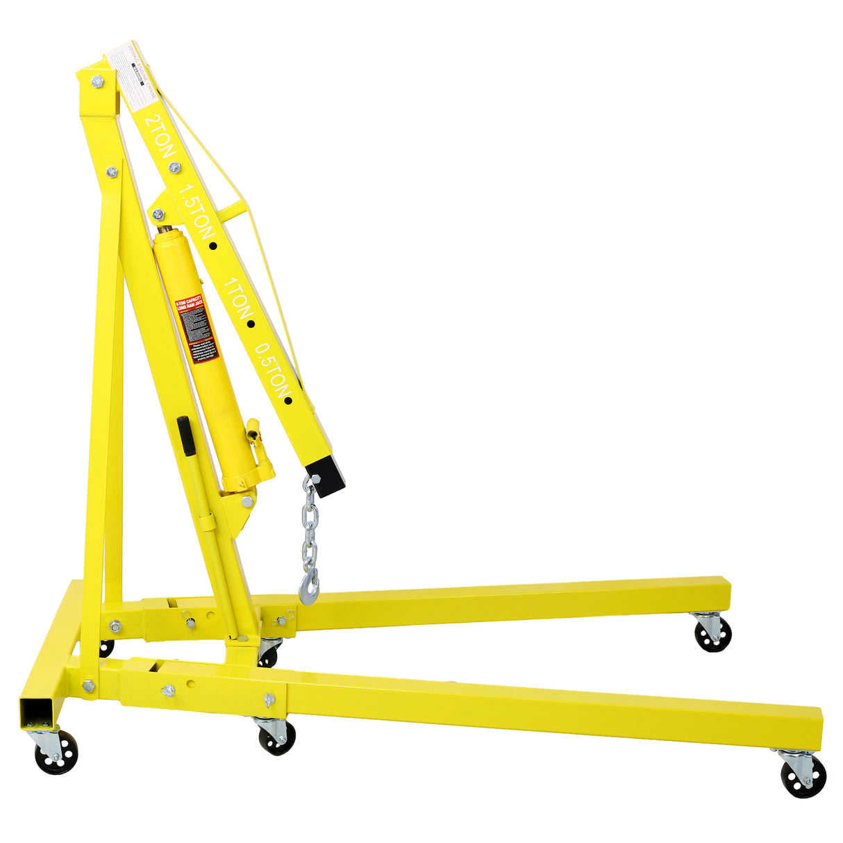 2 toneladas de motor plegable de piloto de cerezo taller de guarnición de grúas acero de servicio pesado con 6 ruedas de hierro-amarillo