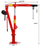 Hydraulic Pickup Truck Crane with Hand Winch Bed Hoist Jib 2000-Lb. Capacity Red