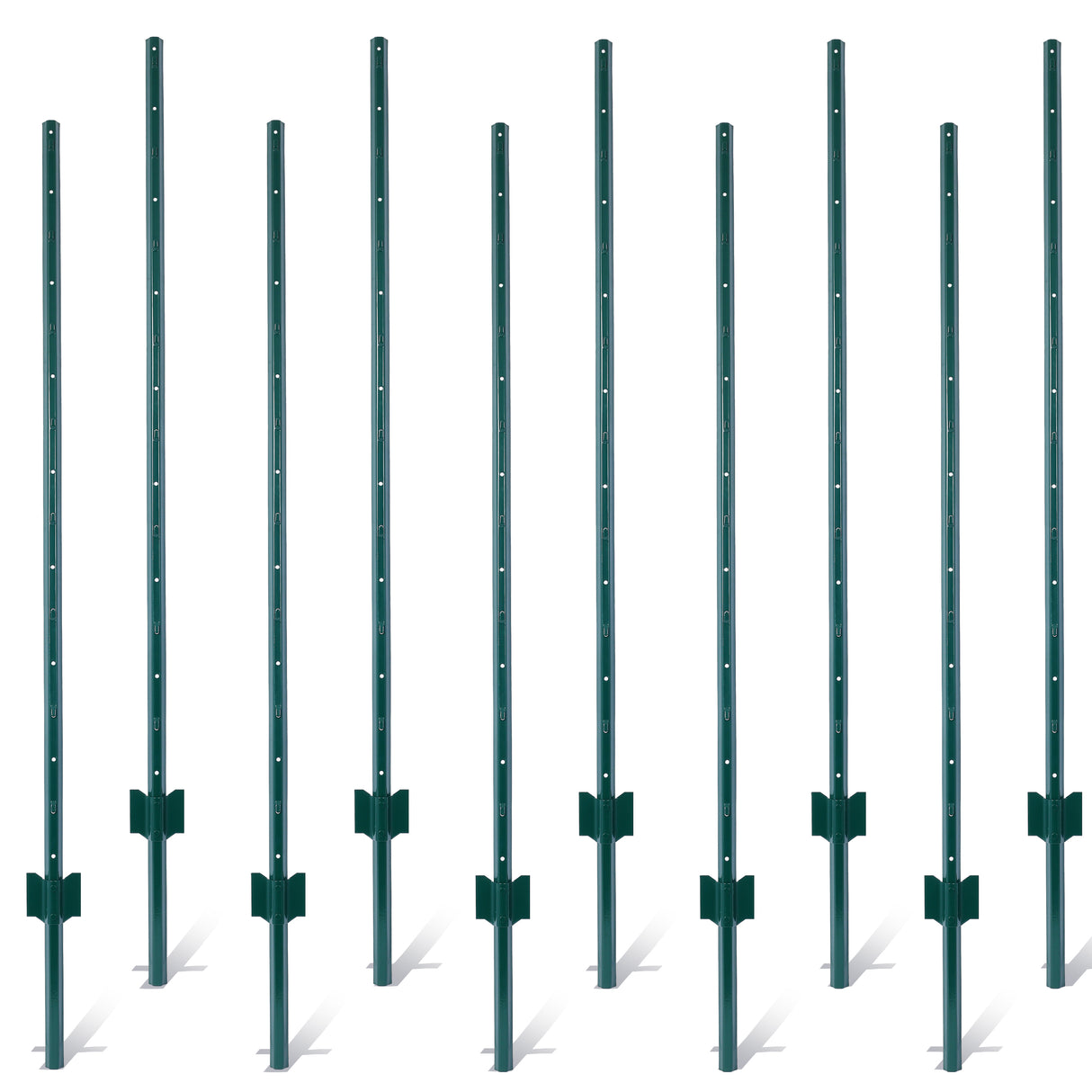 5Feet 10Pack Heavy Duty Metal Fence Post with U-Channel Steel U-Post for Holding Garden Wire Corner Anchor--Green