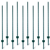 5Feet 10Pack Heavy Duty Metal Fence Post with U-Channel Steel U-Post for Holding Garden Wire Corner Anchor--Green