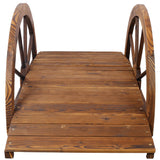 3.3ft Wooden Garden Bridge Arc Footbridge with Half - Wheel Style Railings & Solid Fir Construction Stained Wood - Fab Heavy Parts