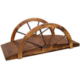 3.3ft Wooden Garden Bridge Arc Footbridge with Half - Wheel Style Railings & Solid Fir Construction Stained Wood - Fab Heavy Parts