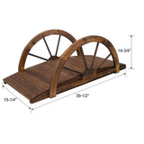 3.3ft Wooden Garden Bridge Arc Footbridge with Half - Wheel Style Railings & Solid Fir Construction Stained Wood - Fab Heavy Parts