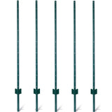 5Feet 5Pack Heavy Duty Metal Fence Post with U-Channel Steel U-Post for Holding Garden Wire Corner Anchor--Green