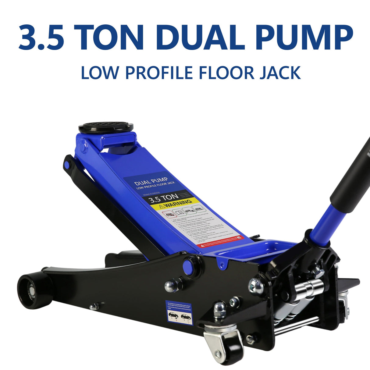 3.5 Ton Low Profile Heavy - Duty Steel Racing Floor Jack with Dual Piston Quick Lift Pump Lifting Range 4" - 21" - Fab Heavy Parts