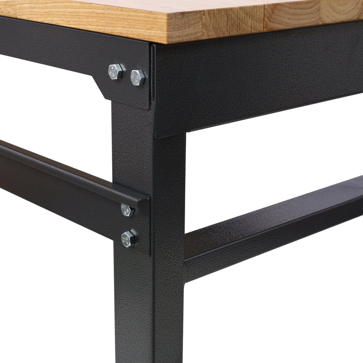 35' Wide Rolling Workbenches with Rubber Wood Top Black Hammertone Leg Adjustable Height Metal - Fab Heavy Parts