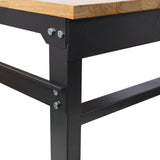 35' Wide Rolling Workbenches with Rubber Wood Top Black Hammertone Leg Adjustable Height Metal - Fab Heavy Parts