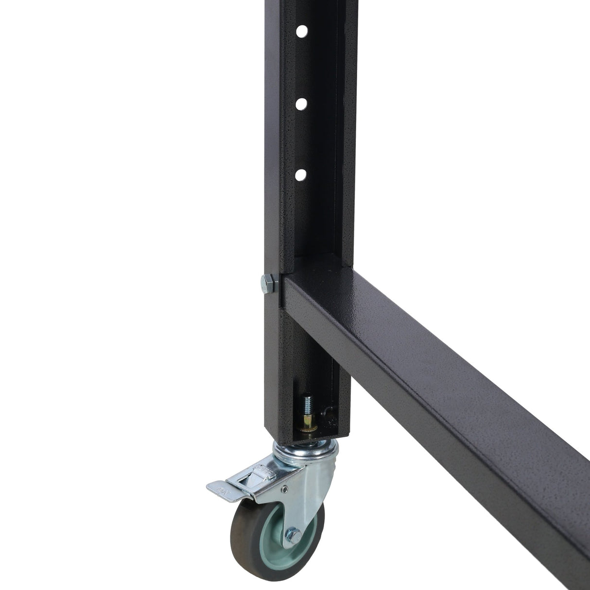 35' Wide Rolling Workbenches with Rubber Wood Top Black Hammertone Leg Adjustable Height Metal - Fab Heavy Parts